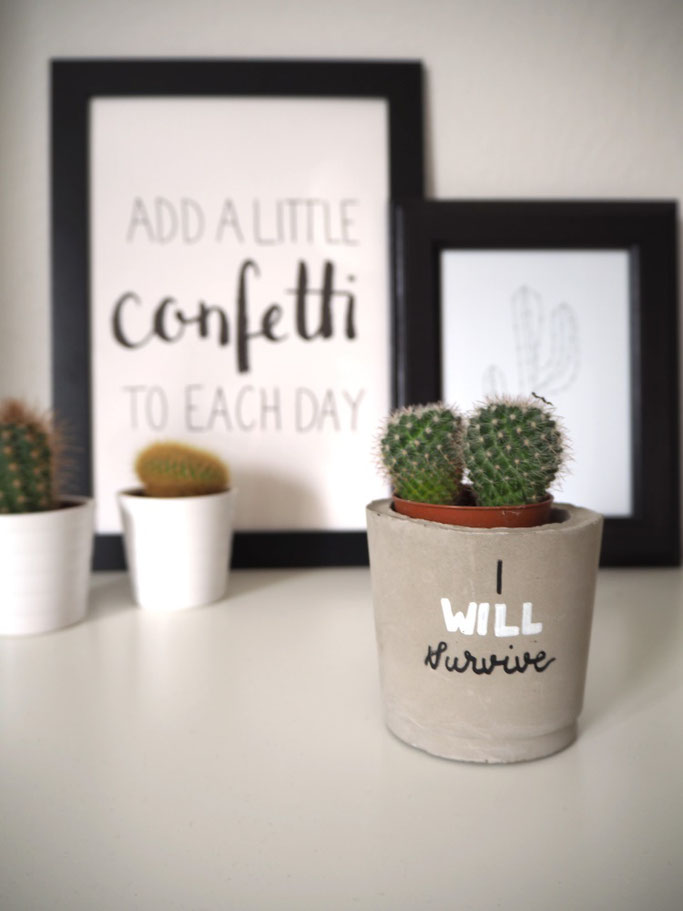 Letter Lovers annakalligraphie: Handlettering Anleitung zum Lettern auf einem Betonblumentopf
