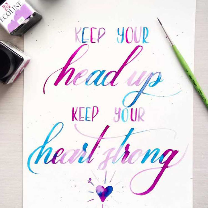 Letter Lovers frauleinausten: Handlettering Spruch keep your head up keep your heart strong