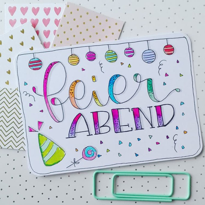 Handlettering Feierabend - Lettering Karte von Elsterchen für die Letter Lovers