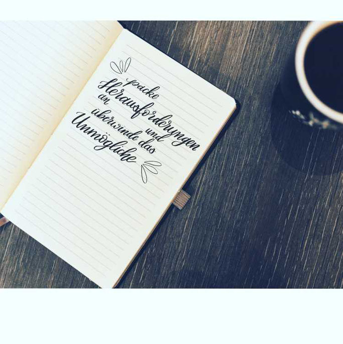 Letter Lovers Zeitanker: Handlettering quote Packe Herausforderungen an und überwinde das Unmögliche