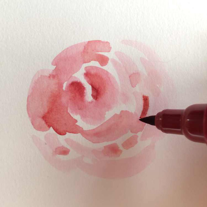 Letter Lovers unakritzolina: Anleitung Rosen malen mit Ecoline Brushpens - 6