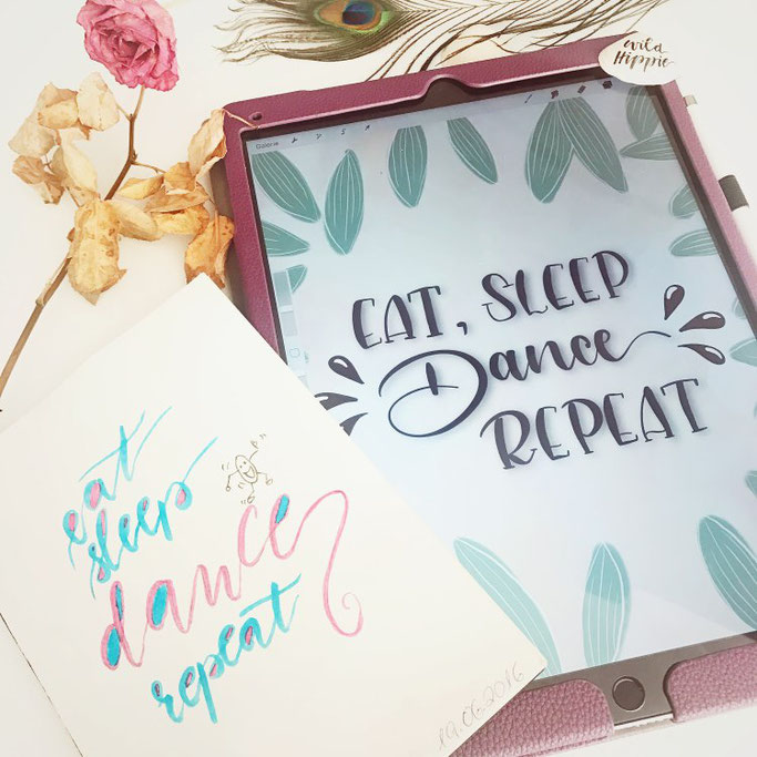 Letter Lovers wildhippiecom: Handlettering Fortschritt: eat, sleep, dance, repeat