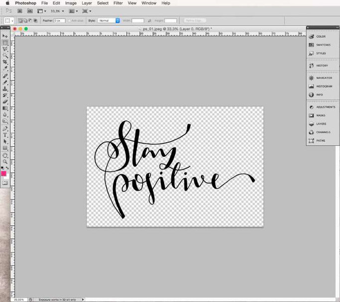 Lettering digitalisieren mit Photoshop - freistellen