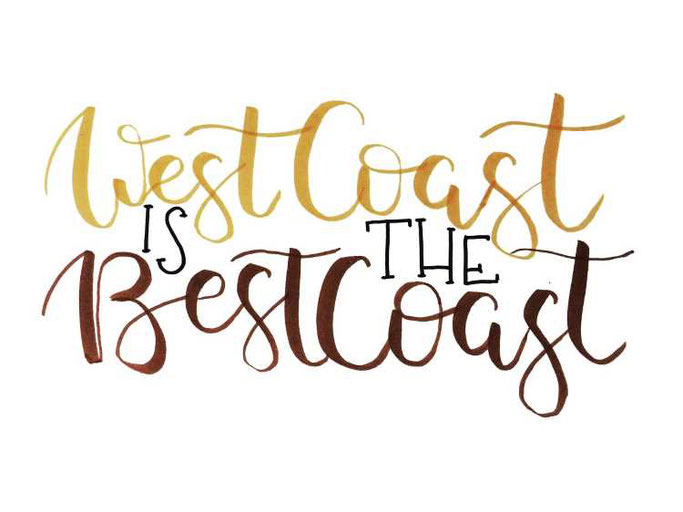 Letter Lovers buchstabenprinzessin: Handlettering Spruch West coast is the best coast