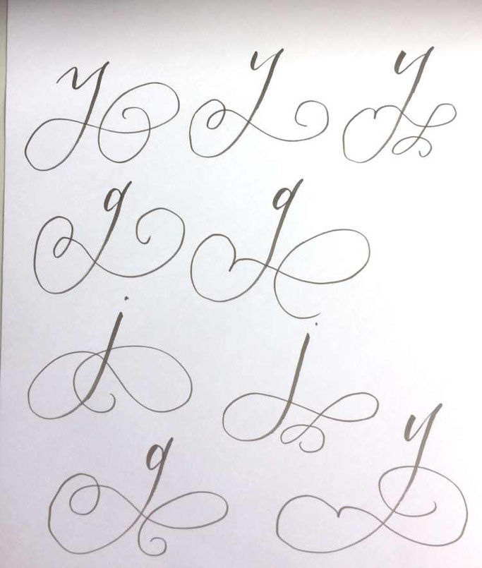 Letter Lovers tiniletters: Handlettering Anleitung Schnörkel y - g - j