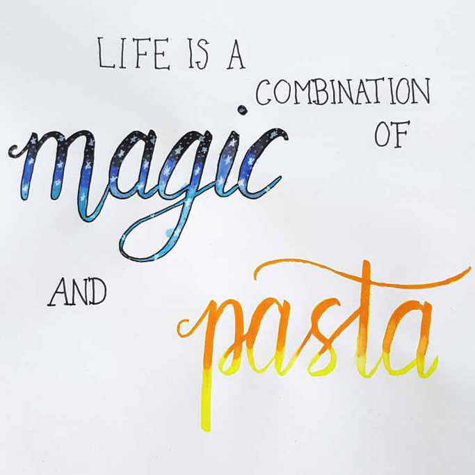 12 von 12 im Dezember - Handlettering Life is a combination of magic and pasta