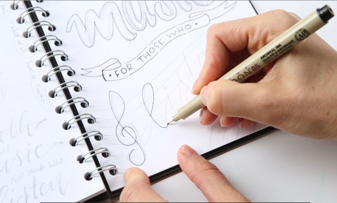 Letter Lovers photo.aloha: Anleitung Zitate lettern mit Mini-Skizzen - Schritt 6: mit Fineliner nachzeichnen