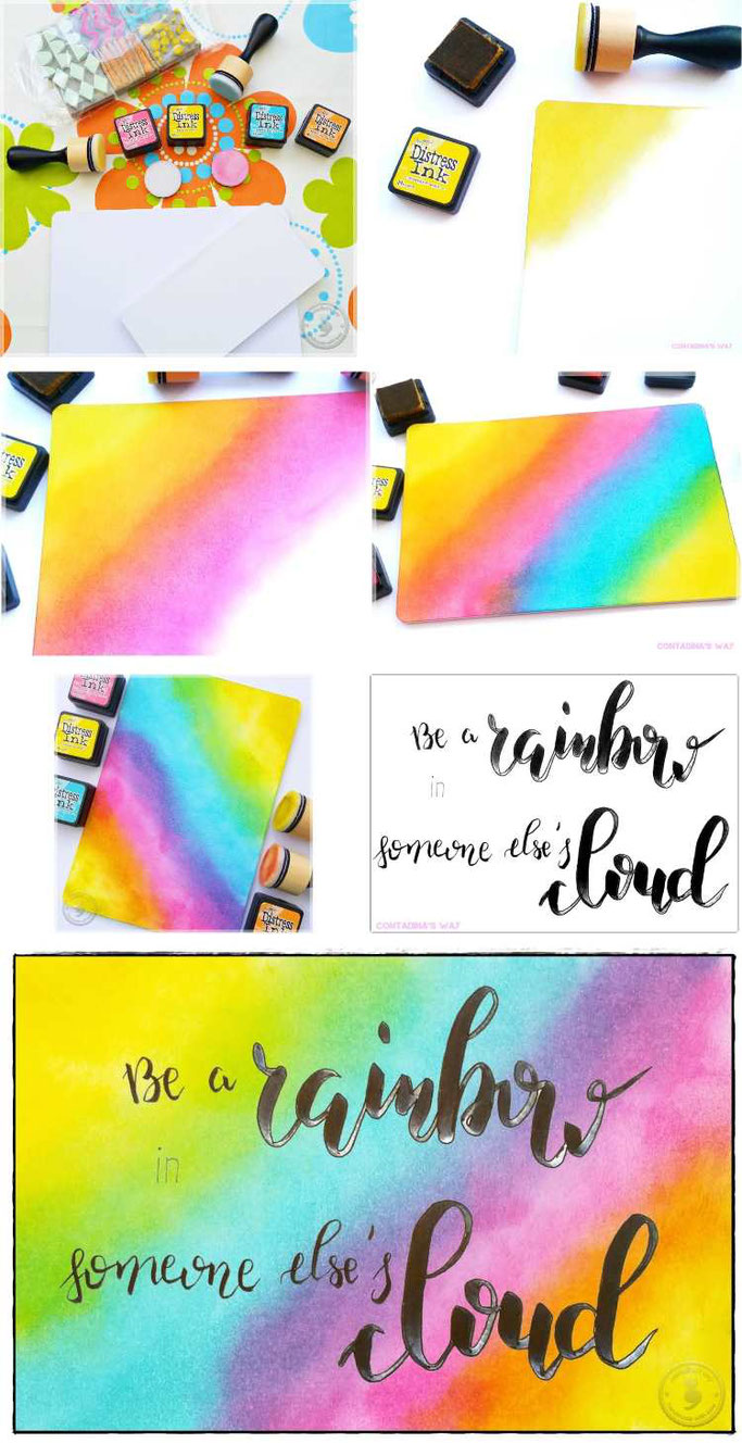 Handlettering Anleitung: Hintergrund gestalten durch Blending mit Stempeln