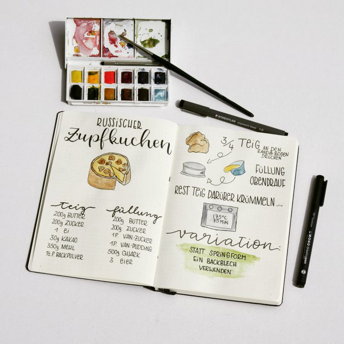 Lettering Rezept für einen russischen Zupfkuchen mit Doodles (Letter Lovers frl.stucki)