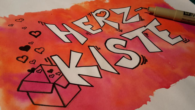 Letter Lovers _conny_k_: Handlettering Herz-Kiste mit Rubelkrepp