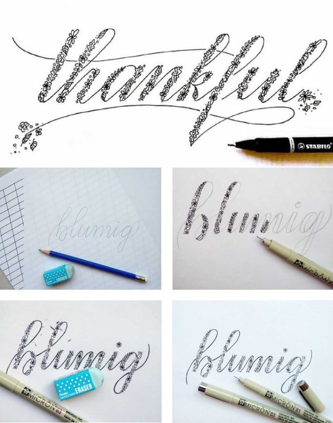 Anleitung Handlettering: Wie du Faux Calligraphy mit Blumen letterst