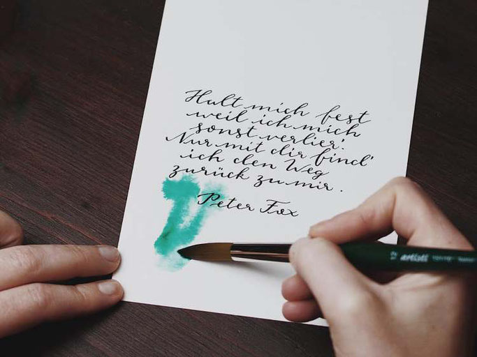 Letter Lovers vierneuntel: Anleitung Zitat mit Aquarell Hintergrund - zarte Farben