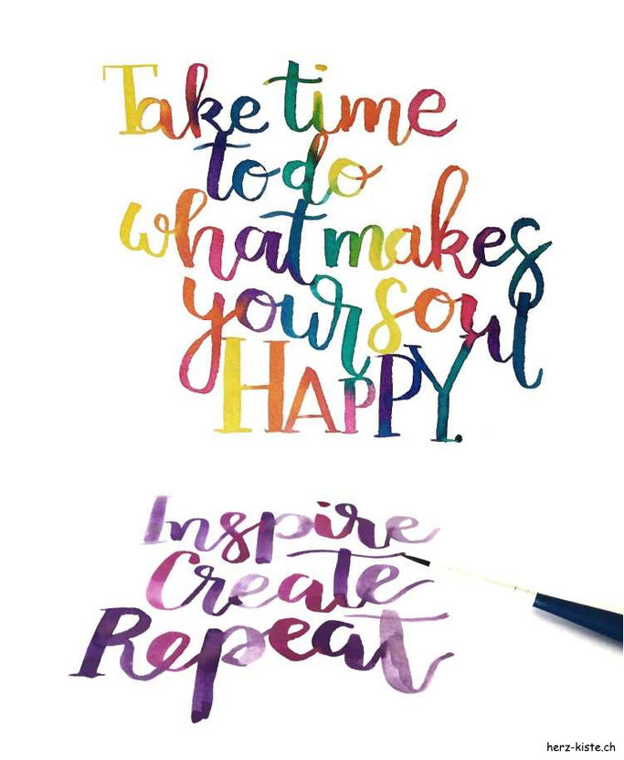 Handlettering Anleitung: Watercolor Lettering - mit Wasserfarben wunderschöne Übergänge gestalten