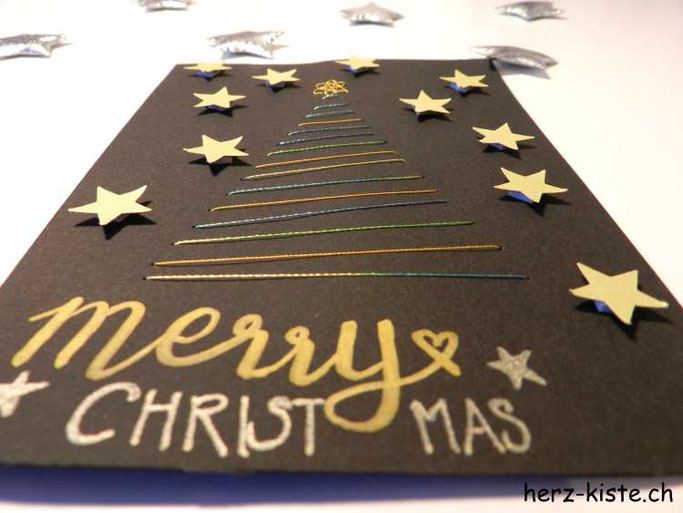 Weihnachtsbaum sticken mit Sternen verzieren