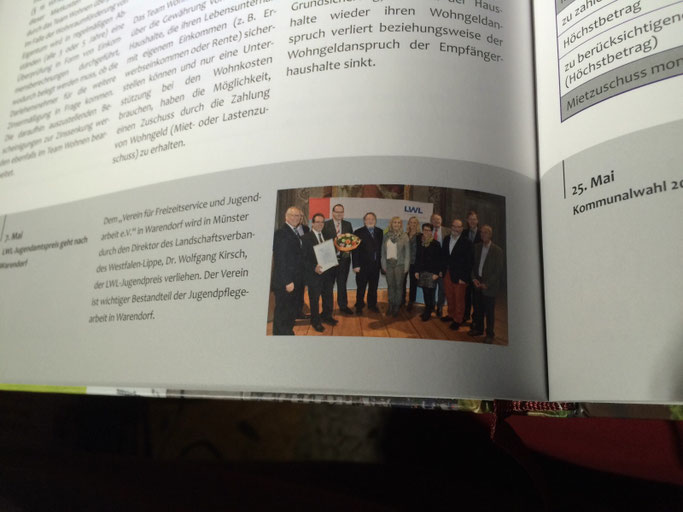 Auch in der Chronik der Stadt Warendorf hat der VFJ e. V. mit der Verleihung des LWL-Jugendpreises 2014 Erwähnung gefunden!