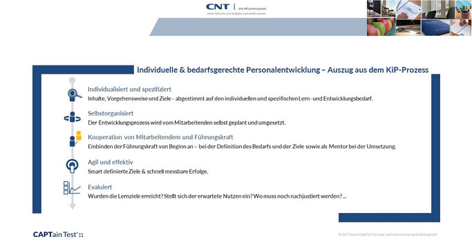 Mit dem CAPTain Test® können Sie Potenziale Ihrer Mitarbeitenden erkennen und individuell entwickeln. KiP - Kompetenzentwicklung in der Praxis in Kombination mit dem CAPTain Test® macht es möglich.