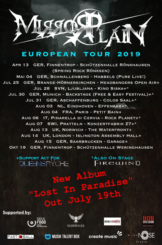 Mirrorplain, New Single new Video, Tour, Queensrÿche, Firewind, fastball music, Rock,Metal,Alternative, Lost In Paradise,Christian Döring, News Rockers And Other Animals, Rock News, Rock Magazine, Rock Webzine, rock news, sleaze rock, glam rock, hair
