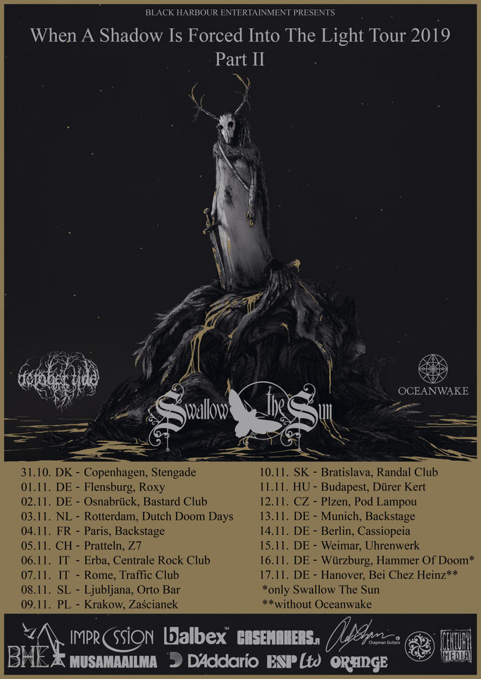 SWALLOW THE SUN, When A Shadow Is Forced Into The Light, Century Media Records, melancholy, death metal, Doom metal, Oceanwake, October Tide, Eurpean Tour,Rockers And Other Animals, Rock News, HEAVY METAL, Rock Magazine, Rock Webzine, rock news, sleaze r