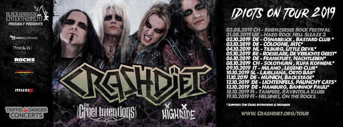 Crashdïet, New Album, Rust, Idiot Tour, Glam, Sleaze Metal, The Cruel Intentions, Highride, News Rockers And Other Animals, Rock News, Rock Magazine, Rock Webzine, rock news, sleaze rock, glam rock, hair metal, heavy metal