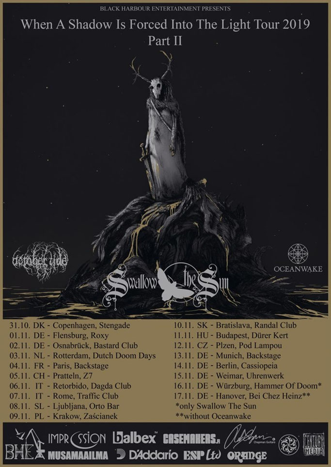 SWALLOW THE SUN, new video, Firelights, John Smith Festival, European tour, rockers and other animals, news, cwntury media records