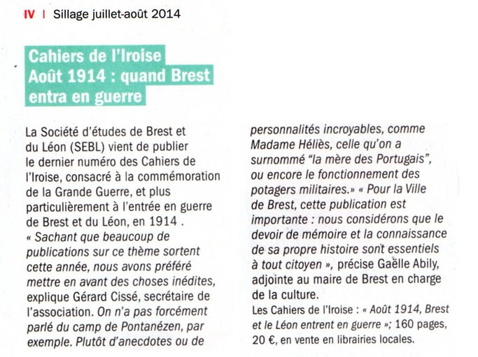 Sillage, juillet-août 2014