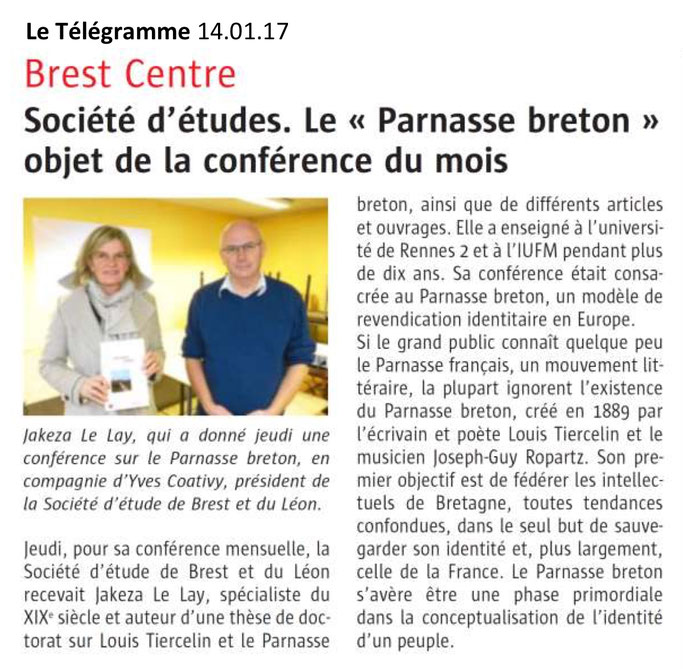 Le Télégramme, 14 janvier 2017