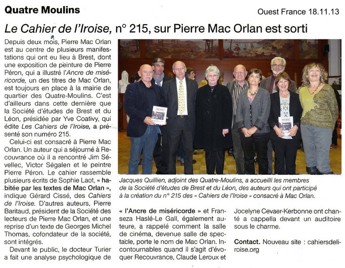 Ouest France, 18 novembre 2013