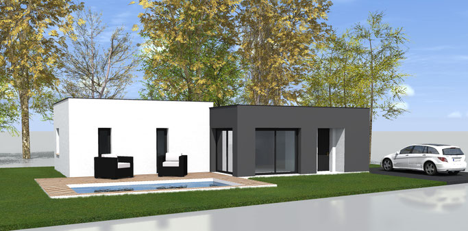 Maison 80 m² moderne en toiture terrasse 