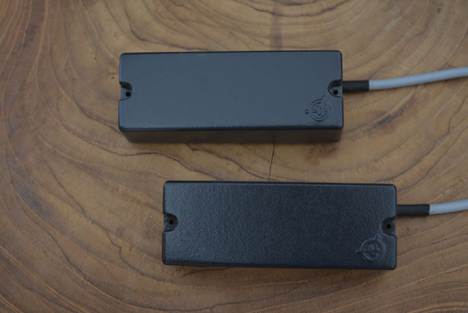 Our NEW 10 Coil mini designed as a drop-in replacement for the 4" (101.6mm) soap-bar Bass 5 string pickup