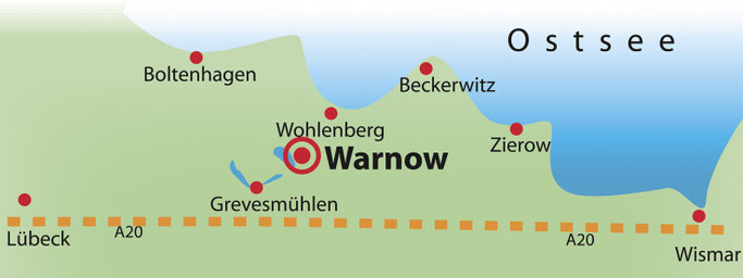 Ferienwohnungen Wiesenblick Warnow Ostsee, Lageplan, Karte