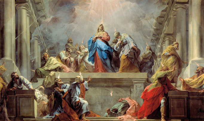 LA PENTECÔTE – Jean Bernard Restout – 1732 - Peint pour le réfectoire de l’abbaye de Saint-Denis. Transféré au Louvre en 1944.