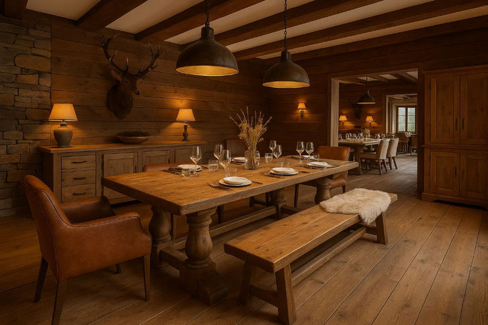 Klostertisch aus Altholz mit Sitzbank in der gemütlichen Stube – Gastronomie im Appenzeller Stil