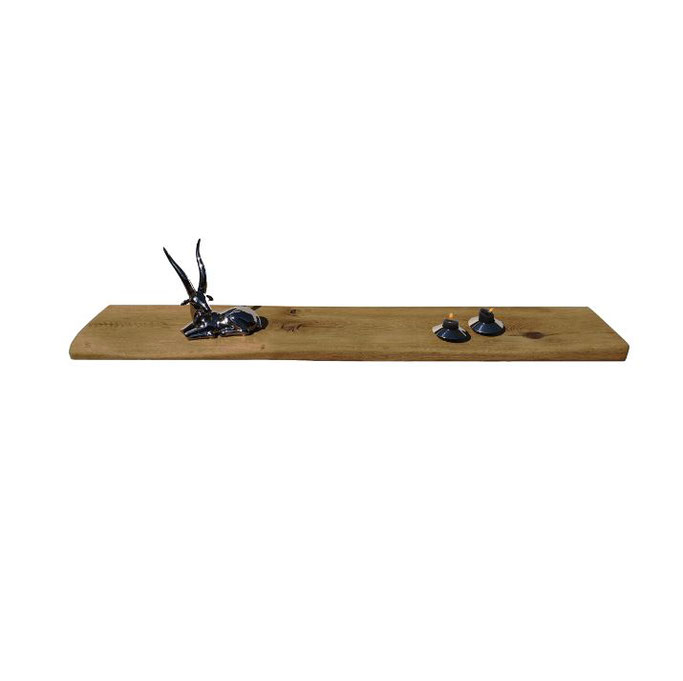 Schwebendes Wandboard Eiche RG11, gefertigt aus antiker Treppenstufe, einzigartiges Altholz-Möbelstück.