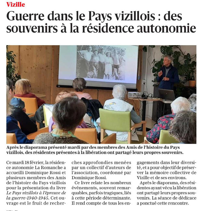 Dauphiné Libéré, Du Grésivaudan à l'Oisans, Vizille  édition du 23 février 2025, 