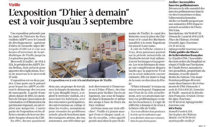 Dauphiné Libéré, Du Grésivaudan à l'Oisans, Vizille  édition du 31 juillet 2025, 