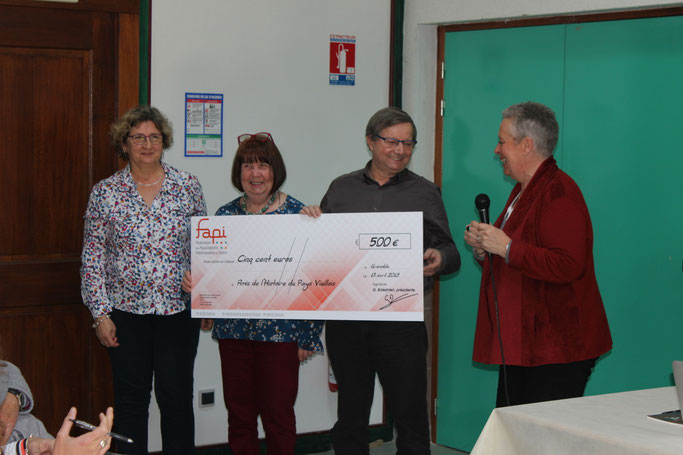 De gauche à droite Marie Claude Argoud, Jeannette Della-Védova, Denis Bellon, Geneviève Balestrieri présidente de la FAPI