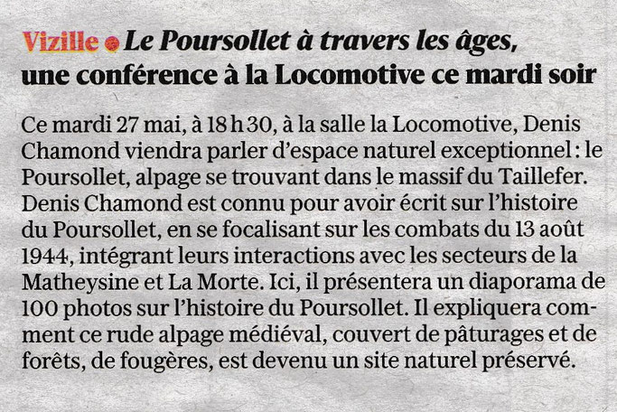 Dauphiné Libéré, Du Grésivaudan à l'Oisans, Vizille  édition du 27 mai 2025, 