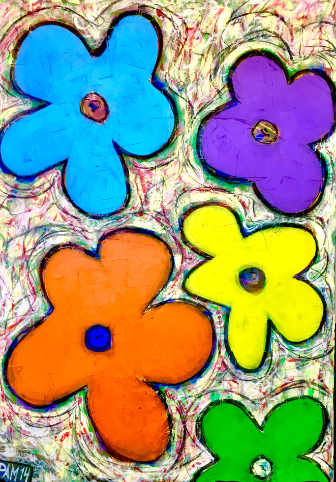 Les fleurs du bien, 2014, Acryl auf Leinwand, 100x140 cm, Preis nach Absprache