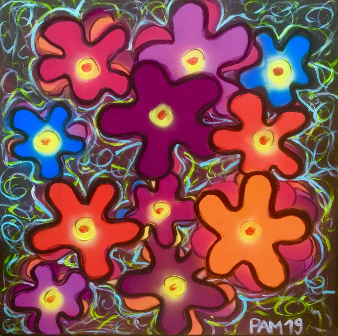 As long as there are flowers, 2019, Mischtechnik auf Leinwand, verkauft