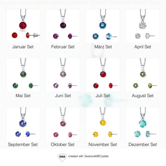 Geschenkidee zum Muttertag - SWAROSKI-Kristalle: Birthstone-Sets