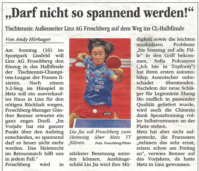 Volksblatt ECL QF Metz Vorschau 09.02. 2017