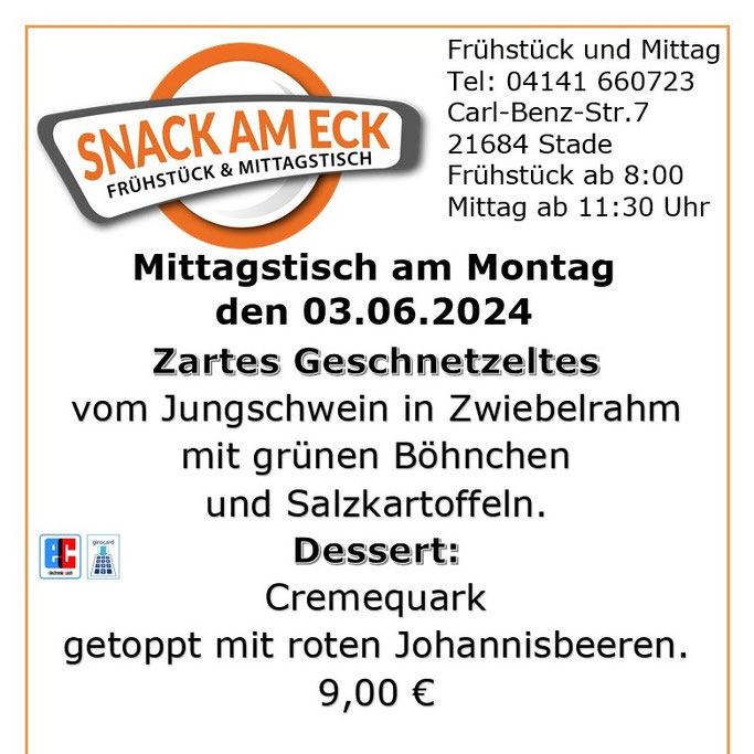 Mittagstisch am Montag den 03.06.2024