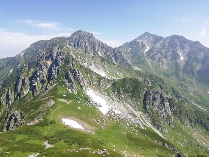 鬼岳から龍王岳と立山を望む