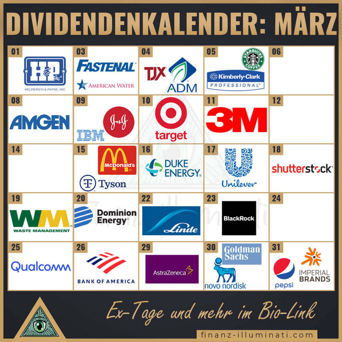 Dividendenkalender: Welche Unternehmen / Aktien zahlen im März eine Dividende?