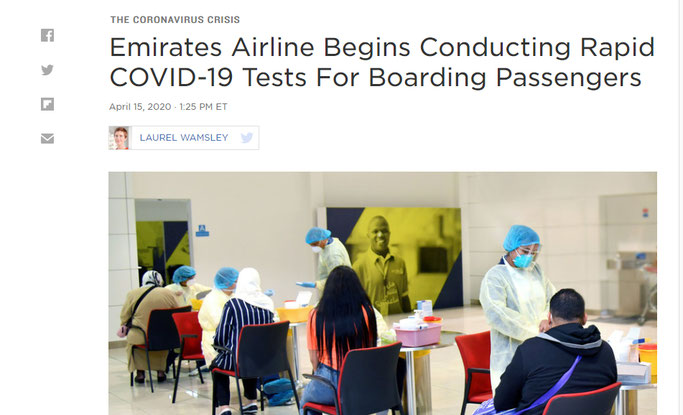 Corona Schnelltest Tourismus Airlines Ethiad Emirates Booking