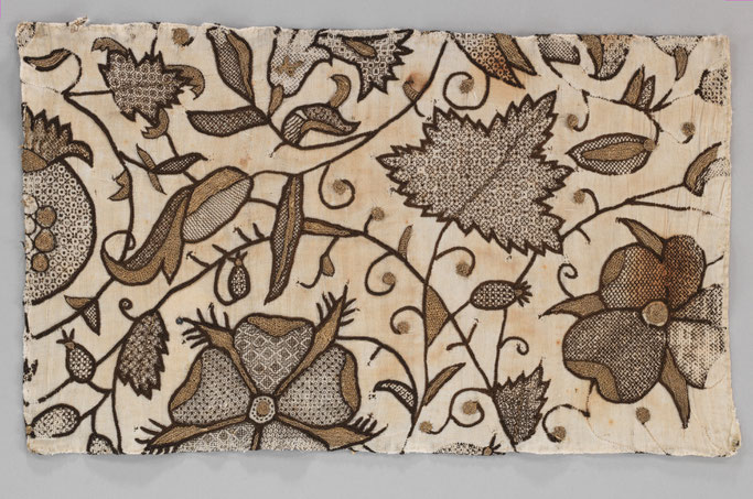 Tudorzeitliches Fragment von Blackwork Stickerei