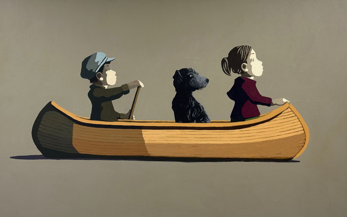 the wooden canoe - Acryl auf Leinwand, 100x160cm, 2024 | verkauft