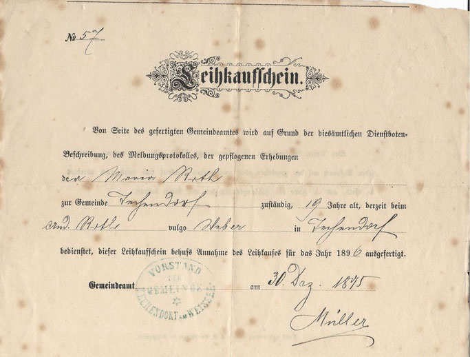 Leihkaufschein Maria Roth
