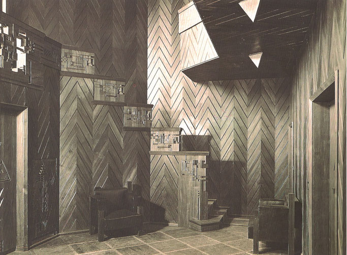 Wooden Interior designed by Joost Schmidt (Bauhaus' student) © President and Fellows of Harvard College