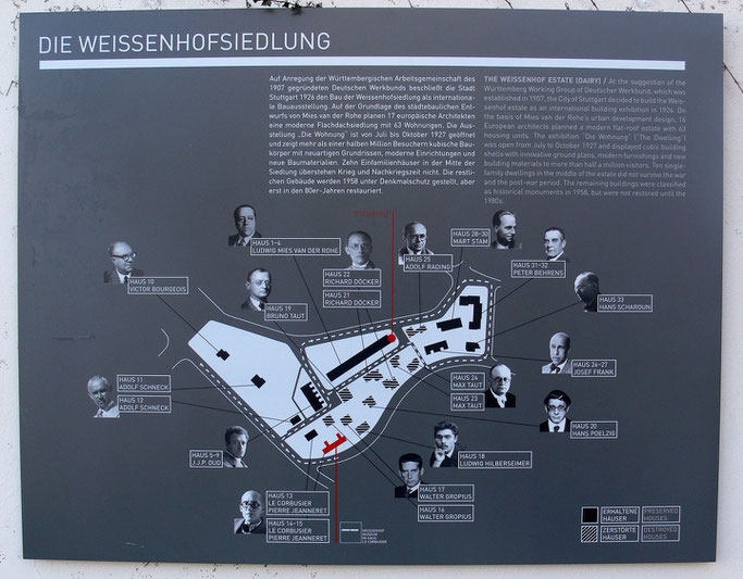 Informationstafel in der Weißenhofsiedlung Stuttgart